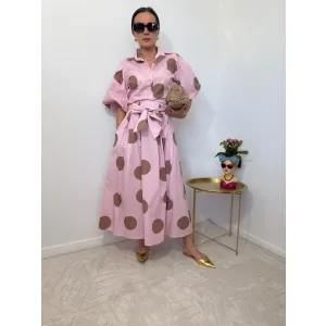 Bawełniany set SCARLETT w odcieniu różu w kropki