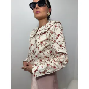 Bawełniana koszula BABYDOLL w odcieniu wanilii w aplikacje rozmiar S/M