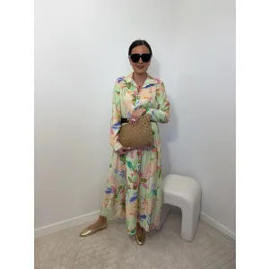 Wiskozowa sukienka GIORDINO w odcieniu limonki