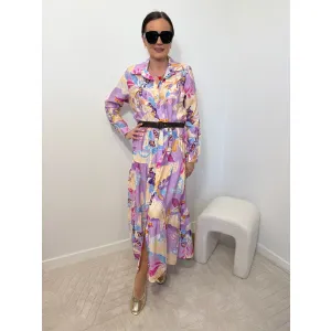 Wiskozowa sukienka GIORDINO w odcieniu liliowym