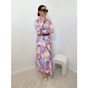 Wiskozowa sukienka GIORDINO w odcieniu liliowym