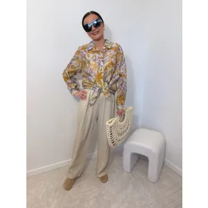 Wiskozowe spodnie EDVIGE w odcieniu beżu