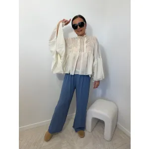 Wiskozowe spodnie EDVIGE w odcieniu jeansu