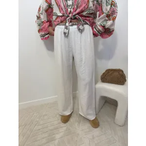 Wiskozowe spodnie EDVIGE W kolorze śnieżnej bieli