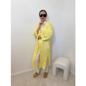 Bawełniany kardigan NEAPOL w kolorze cytrynowym