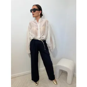 Wiskozowe spodnie EDVIGE w kolorze granatowym