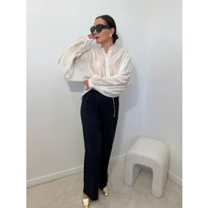 Wiskozowe spodnie EDVIGE w kolorze granatowym