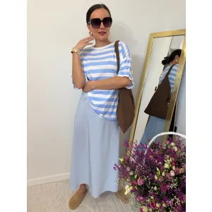 Bawełniana bluzka ETTA w paski biało niebieskie