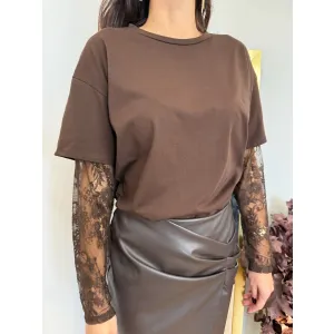 Bawełniana bluzka DIVA w kolorze czekoladowym