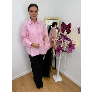 Bawełniana koszula ZETTA w kolorze pudrowego różu