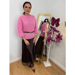 Moherowy sweter LUCIA w odcieniu kwiatów piwonii