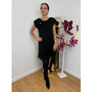 Dzianinowa sukienka DELFINA w kolorze czerni mini