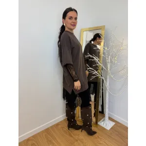 Bawełniana sukienka FIESTA w kolorze czekoladowym