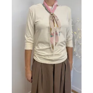 Bawełniana bluzka ORIANA z gawroszką w odcieniu wanilii