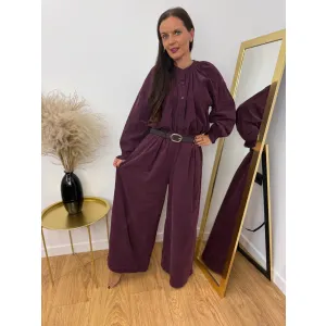 Sztruksowy set GLORIA w odcieniu śliwki