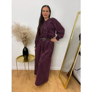 Sztruksowy set GLORIA w odcieniu śliwki