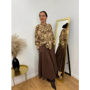 Wiskozowa koszula FEBE rozmiar S w odcieniu zieleni i beżu