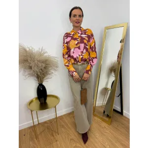 Wiskozową koszula FEBE w odcieniu jesieni