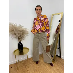 Wiskozową koszula FEBE w odcieniu jesieni