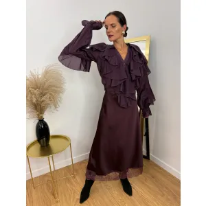 Wiskozową spódnica ANSELMA w odcieniu śliwki