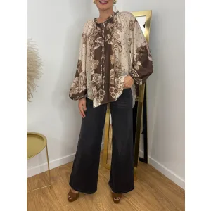 Koszula z lyocellu ARIANA w odcieniu brązu