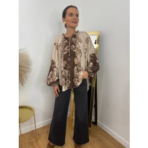 Koszula z lyocellu ARIANA w odcieniu brązu