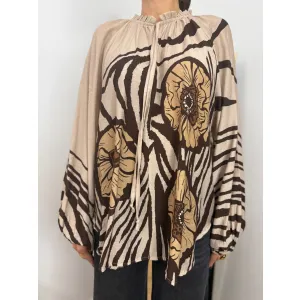 Koszula z lyocellu ARIANA w odcieniu brązów