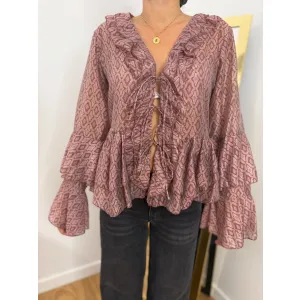 Koszula z lyocellu MARGARETTA w odcieniu bordo