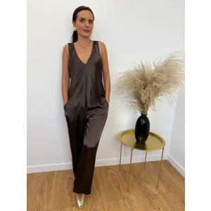 Komplet z wiskozy GINA w odcieniu czekoladowym