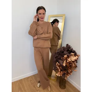 Dzianinowy set LEA w odcieniu karmelowym