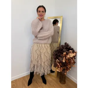 Tiulowa spódnica LESSI w odcieniu beżu