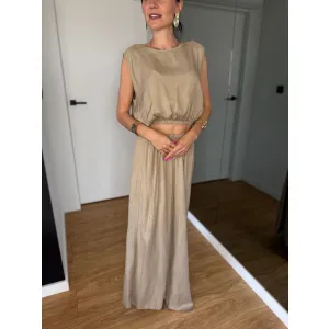 Komplet z wiskozy VERANO w kolorze fango