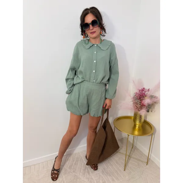 Muślinowy Set FLORENCJA w odcieniu matchy