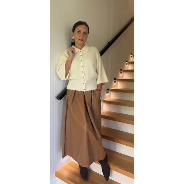 Sweter z alpaki z wełną JARNI w odcieniu śmietanki