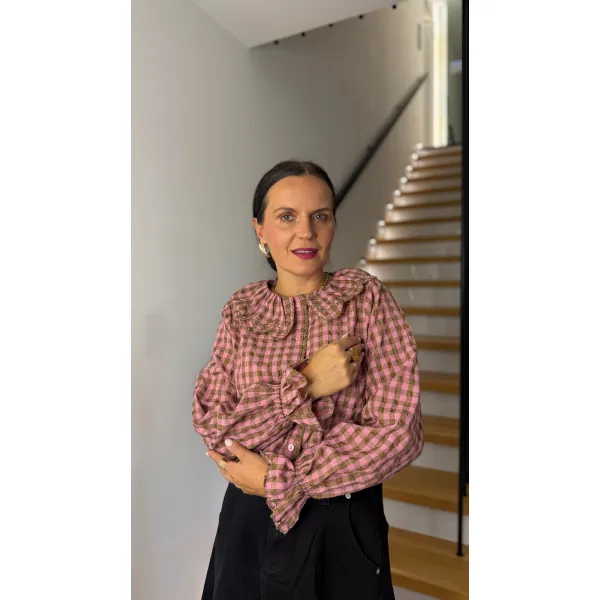 Bawełniana koszula SYLVIA w kratkę róż