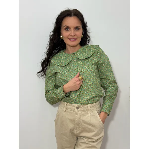 Bawełniana koszula BABYDOLL w odcieniu zieleni rozmiar M/L