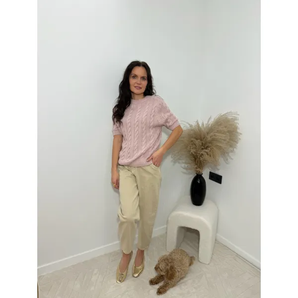 Bawełniany sweter MELANIA w odcieniu liliowym