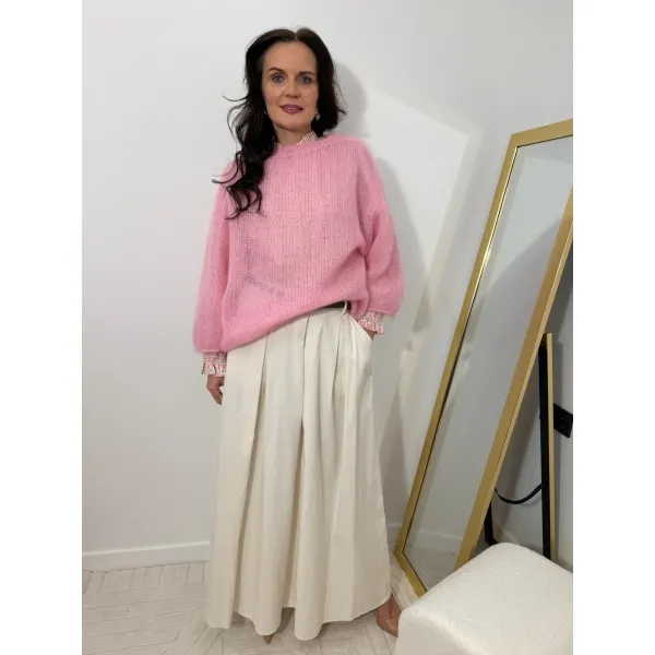 Moherowy sweter SOFIA w odcieniu pudrowego różu
