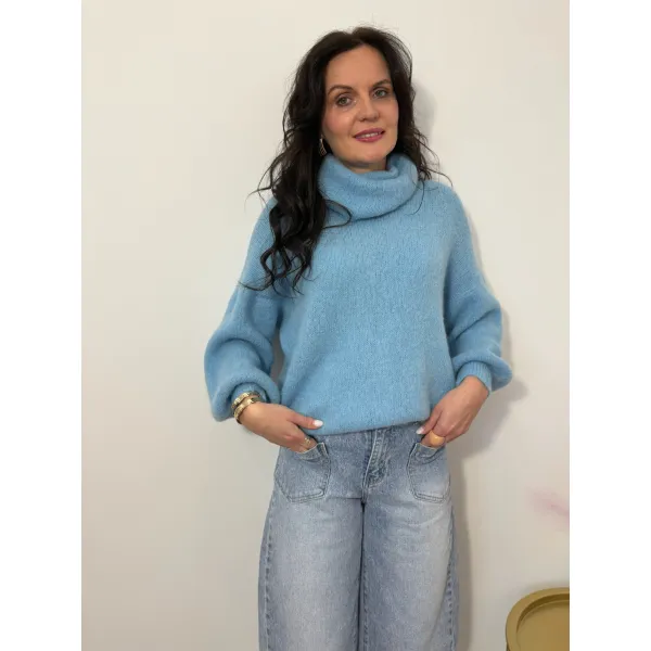 Golf z alpaką ANETTE w odcieniu błękitu
