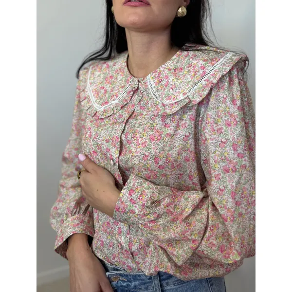 Bawełniana koszula BABYDOLL w odcieniu pastelowym w kwiaty