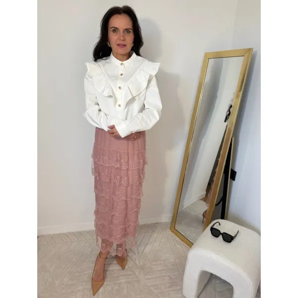 Koronkowa spódnica ROZALA w odcieniu przygaszonego różu