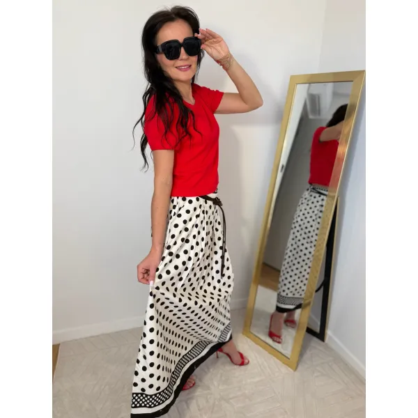 Bawełniana spódnica KROPKA w odcieniu bieli w aplikacje