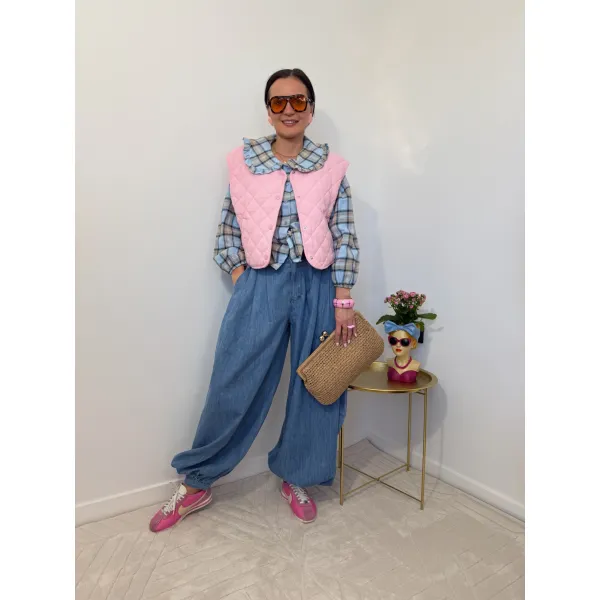 Bawełniana kamizelka LUSIA w kolorze różowym rozmiar S/M