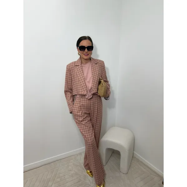 Set w kratkę w odcieniu peperossa