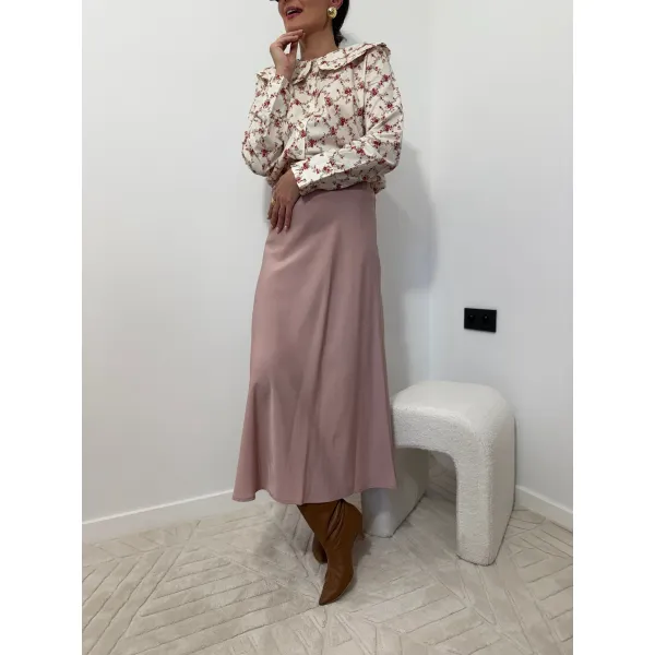 Wiskozowa spódnica PURPURA w odcieniu różu
