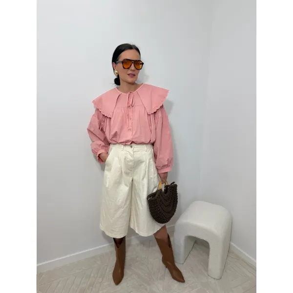 Bawełniane spodnie LEONETTA w odcieniu wanilii rozmiar S/M