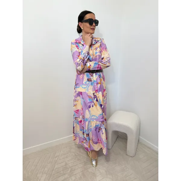 Wiskozowa sukienka GIORDINO w odcieniu liliowym