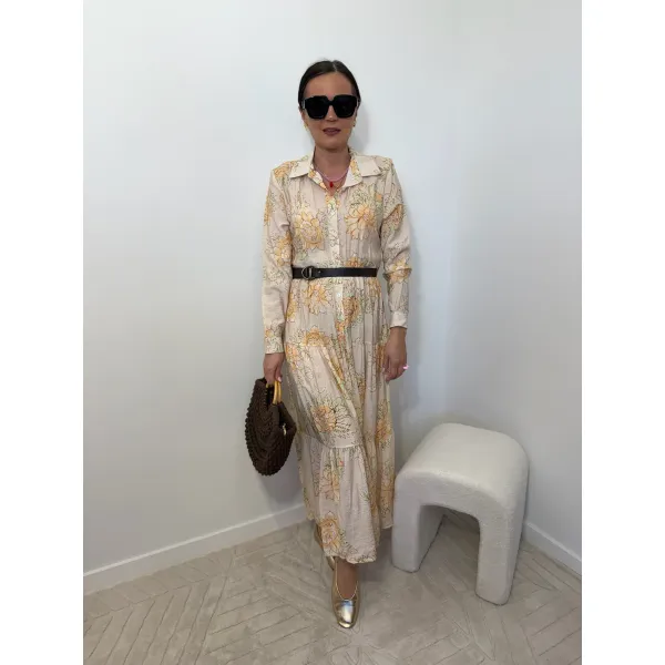 Wiskozowa sukienka GIORDINO w odcieniu beżu