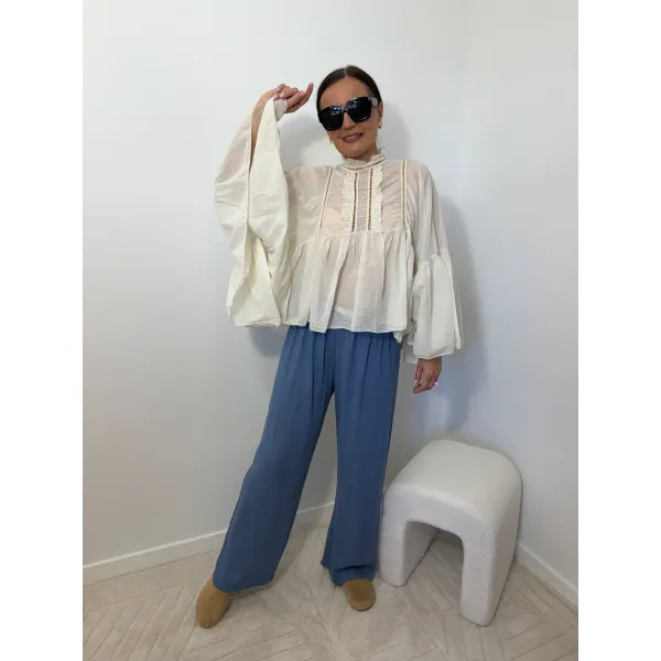 Wiskozowe spodnie EDVIGE w odcieniu jeansu