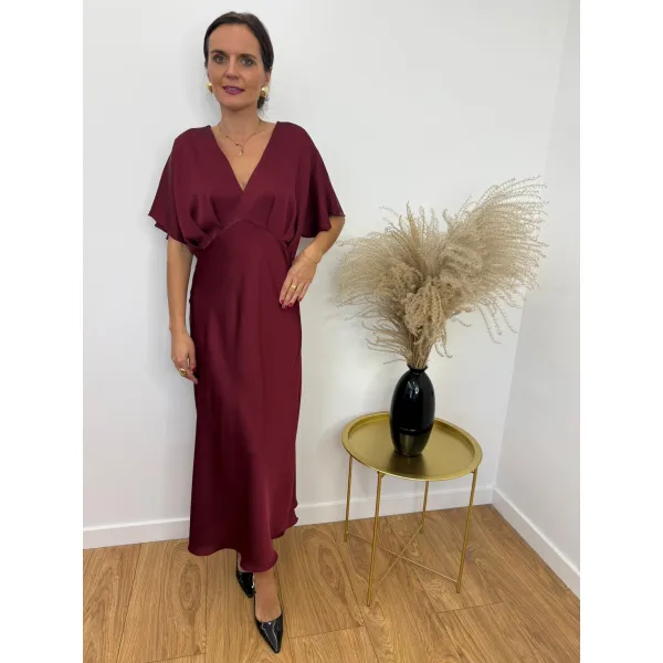 Wiskozowa sukienka SORELLA w odcieniu wina